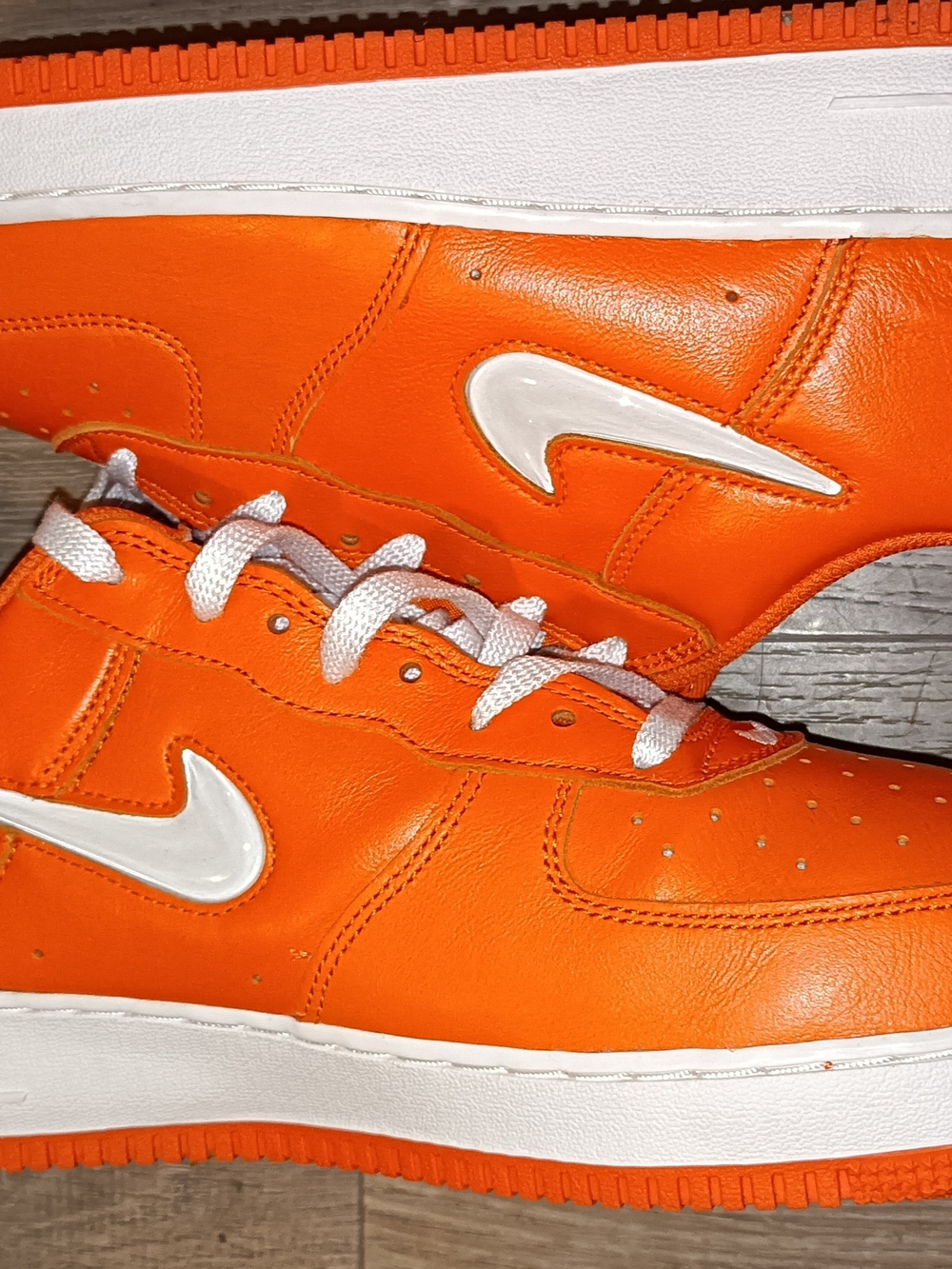 Nike Air Force 1 Jewels Orange & White Leather Sneakers